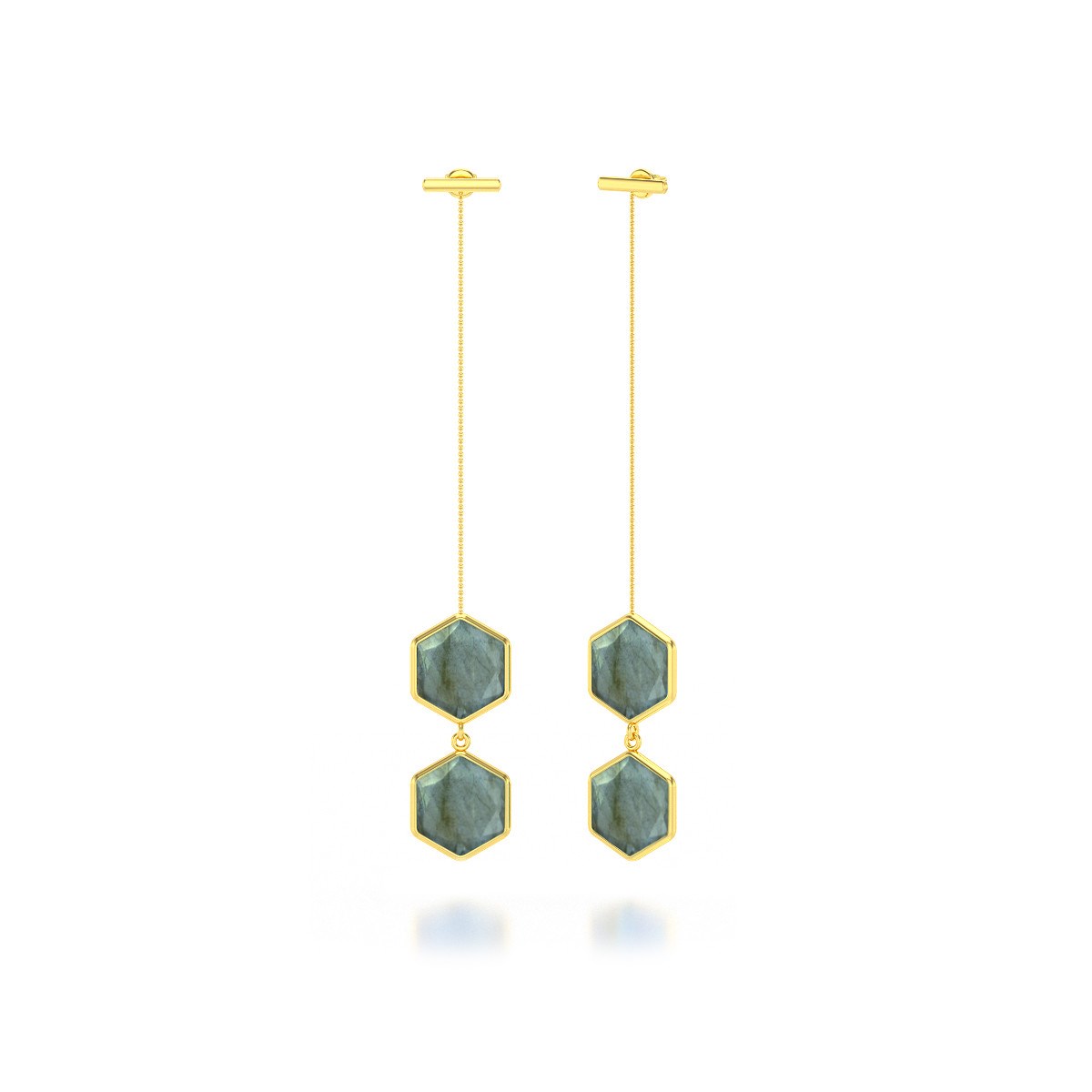 Boucles d'Oreilles Labradorite Facettée en Argent 925 Doré à l'Or Fin | Aden Boutique