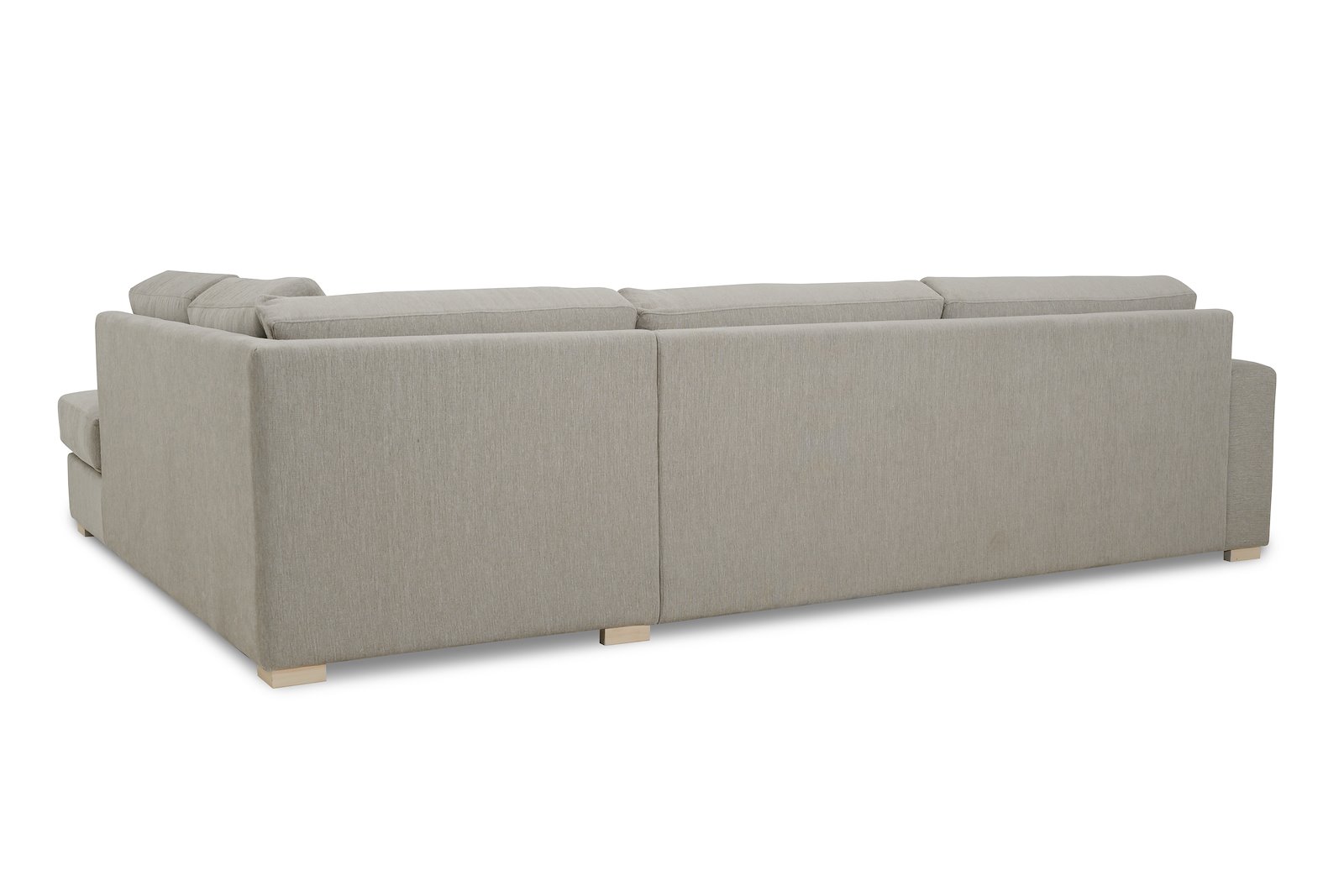 Modern Living hjørnesofa 3-seter med åpen ende høyre fast. I tekstil Kall 9 Cappuchino, Arm A og ben 1. Faste puter og skum kvalitet