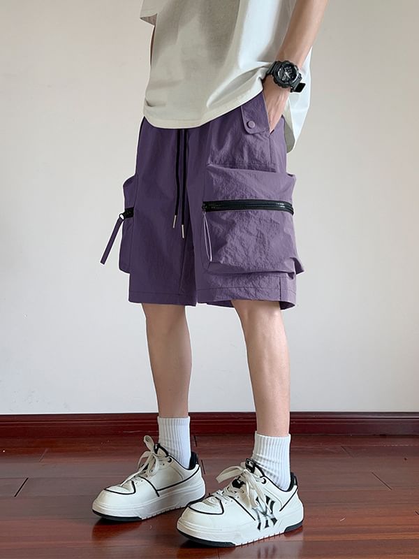 Obikan - Mid Rise Plain Cargo Shorts