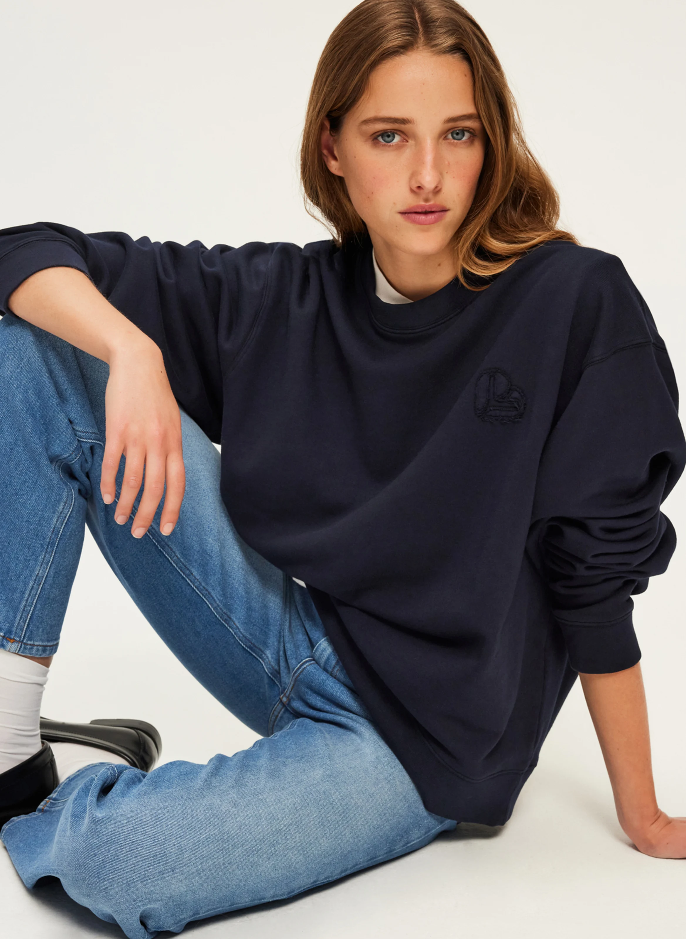 ABIGAELLE - Sweat col rond en coton | Bleu