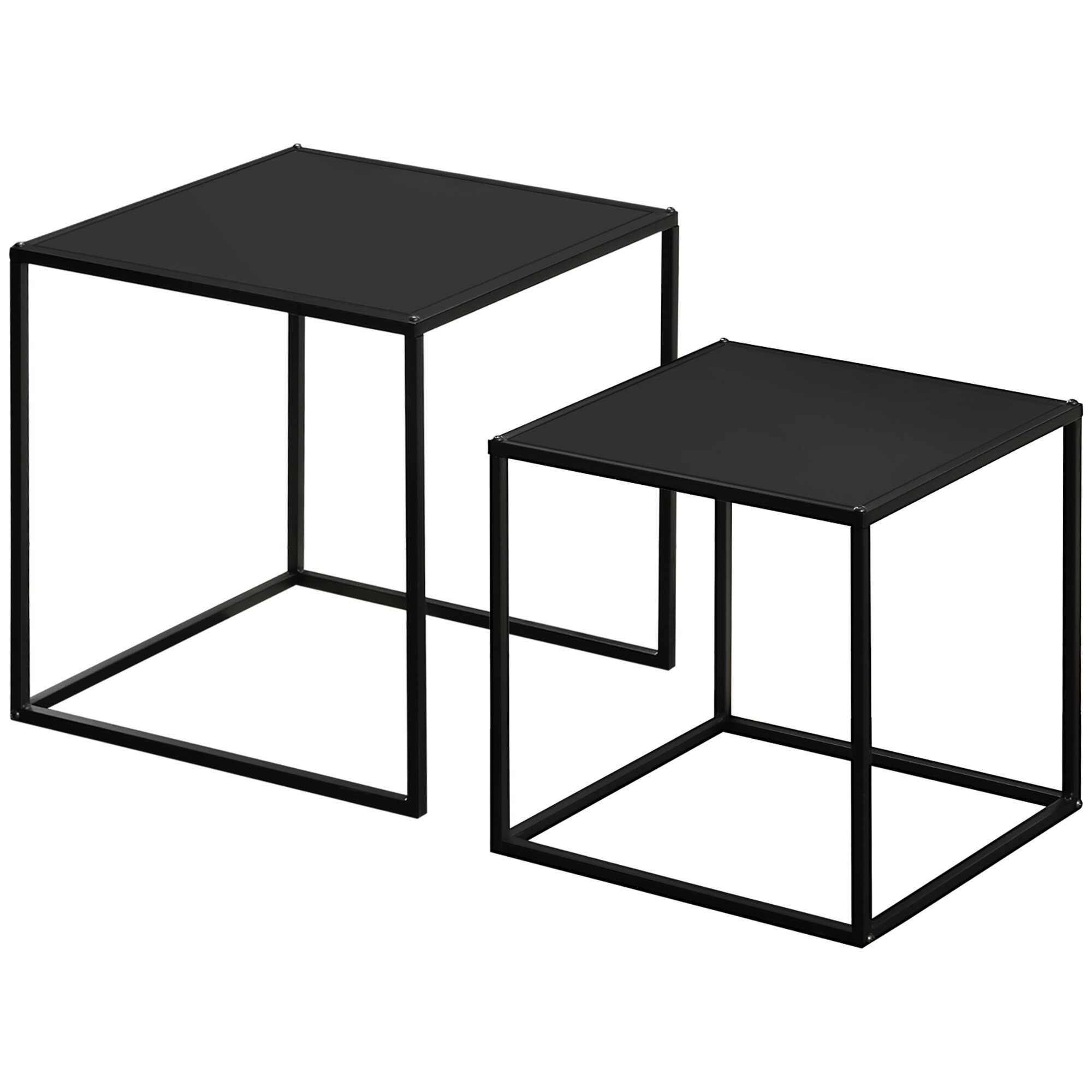 HOMCOM Couchtisch-Set mit Stahlrahmen schwarz 40L x 40B x 40H cm