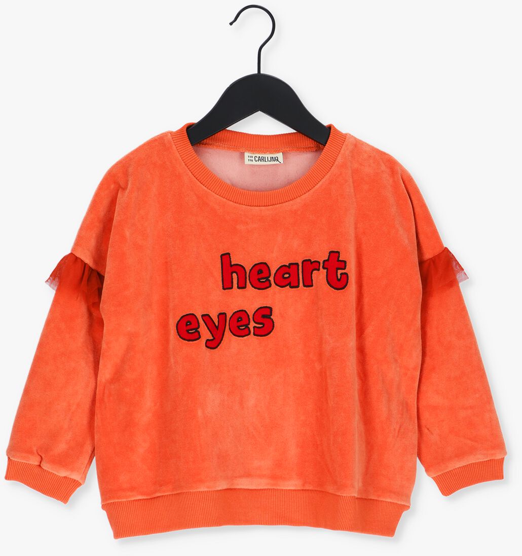 CARLIJNQ oranje carlijnq trui heart eyes - sweater girls with tule ruffles + embroidery