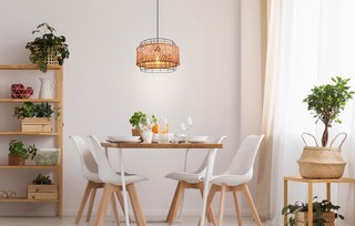 GINA Pendellampe braun, schwarz 15668H1, D/H: 35 x 120 cm, Metall, Holz