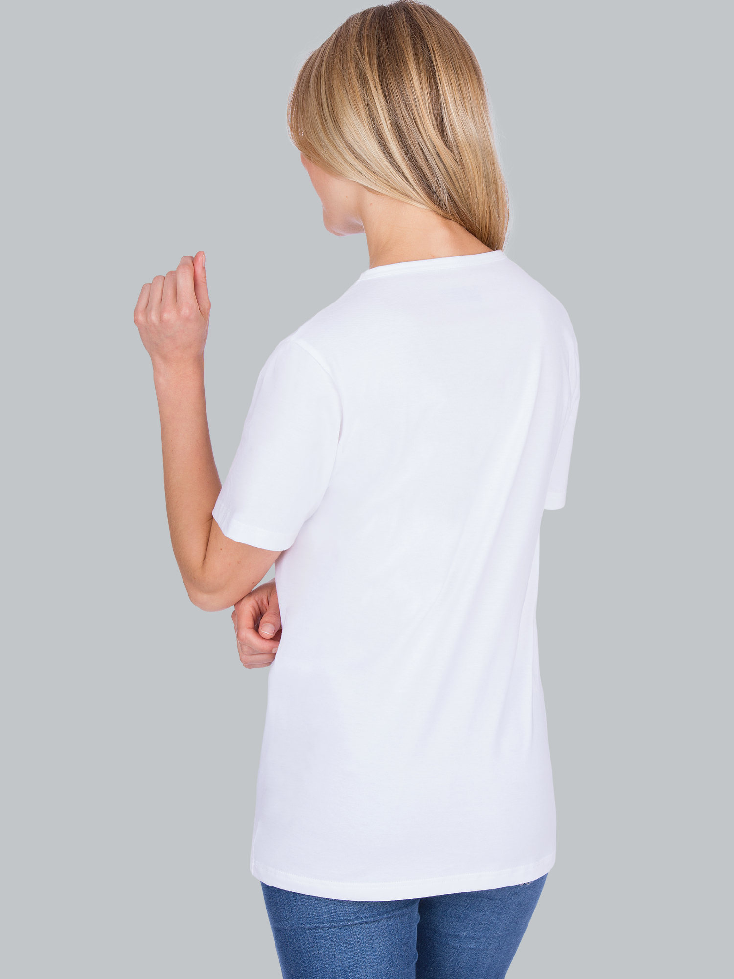 V-Shirt aus 100% Biobaumwolle Weiss-C2C