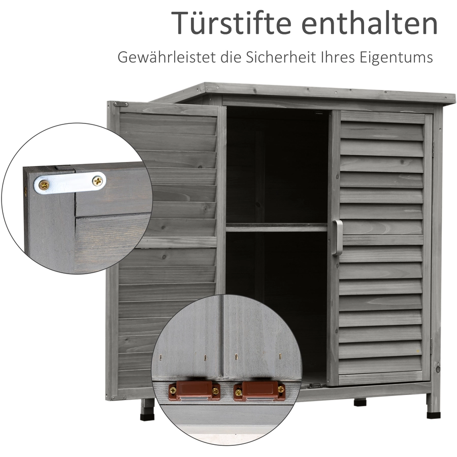 Outsunny Geräteschrank mit Lamellentüren grau
