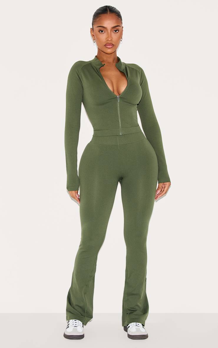 Forest Green Veste Zippée Active Sans Couture Shape