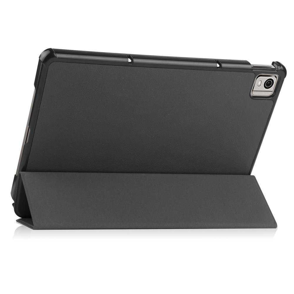 Nokia T21 Leder Tasche Smart Cover Hülle - Schwarz
