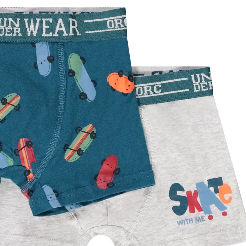Lot de 5 boxers en jersey fantaisie pour garçon - Gris chiné
