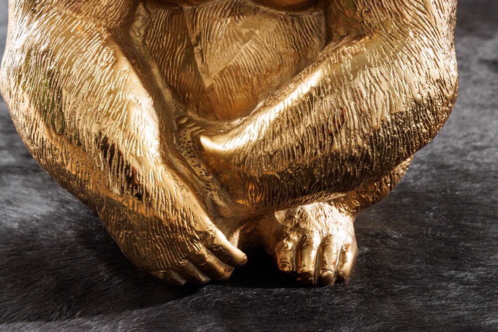 riess-ambiente Beistelltisch KONG - 50cm gold Metall Glas Affenfigur Gorilla Skulptur rund