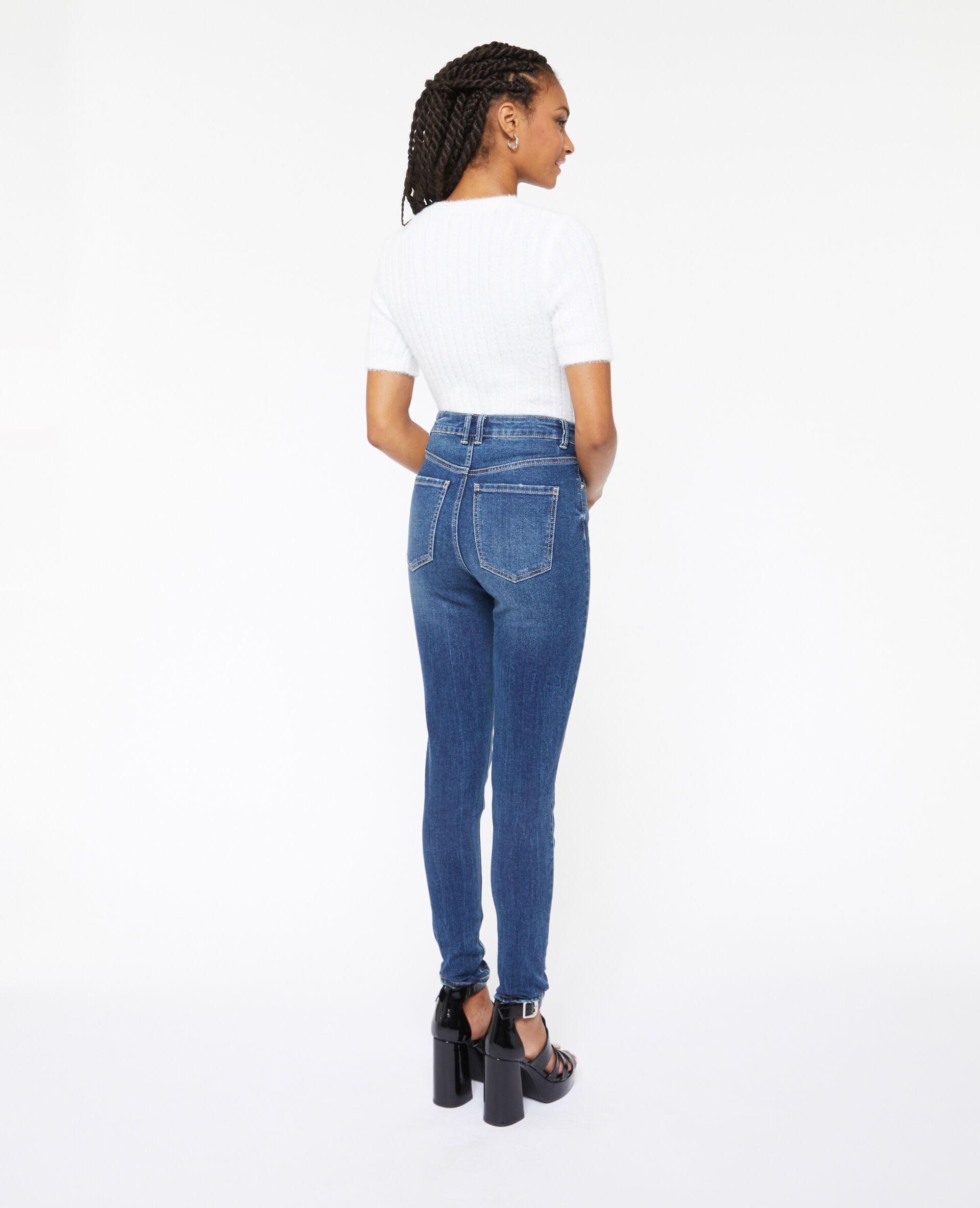 Jean skinny taille haute - Bleu marine