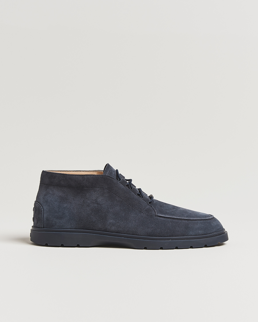 Tod's Polacco Moc Desert Boots Navy Suede