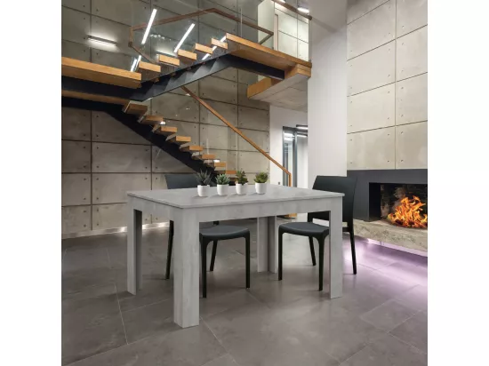 Table en bois finition gris ciment, extensible 140×90-220×90 cm - LIPARI