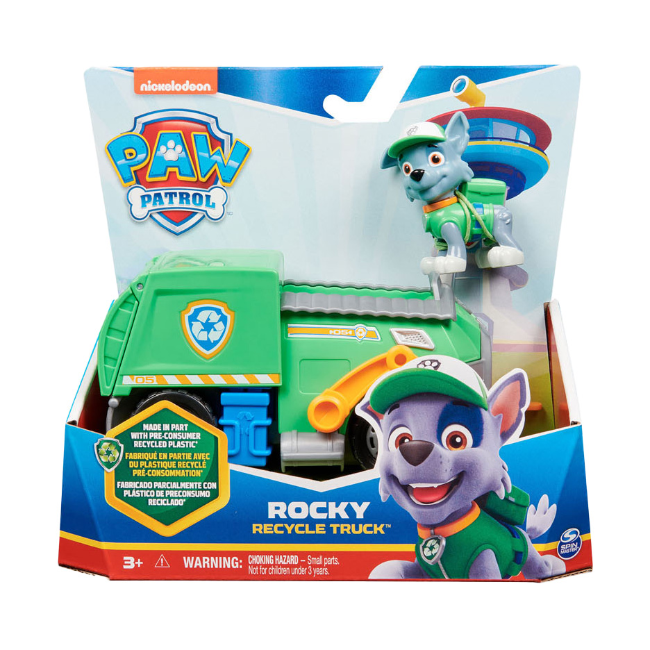 PAW Patrol Voertuig met Speelfiguur - Rockey's Recycle Truck