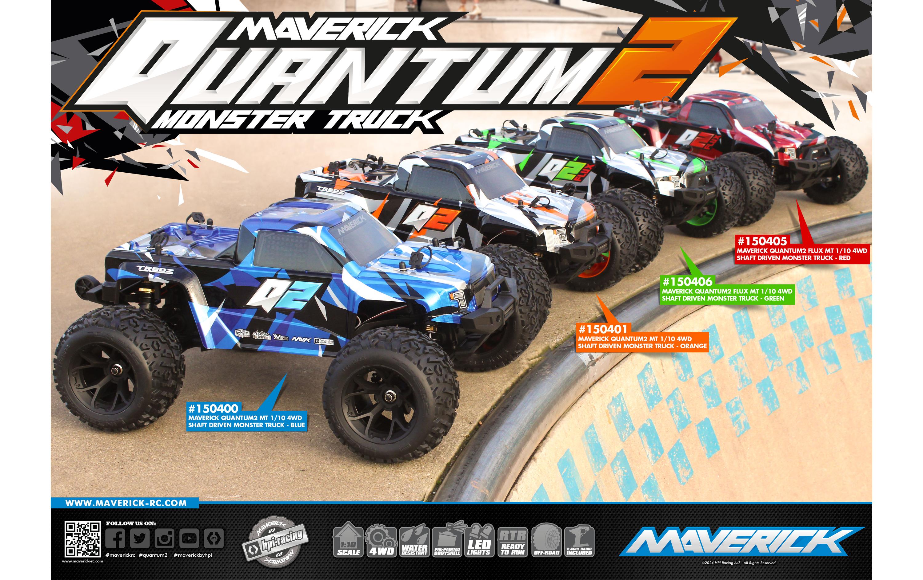 Monster Truck Quantum2 MT 4WD Blau, ARTR, 1:10<br>Off-Road RC Modell mit Brushed Allradantrieb