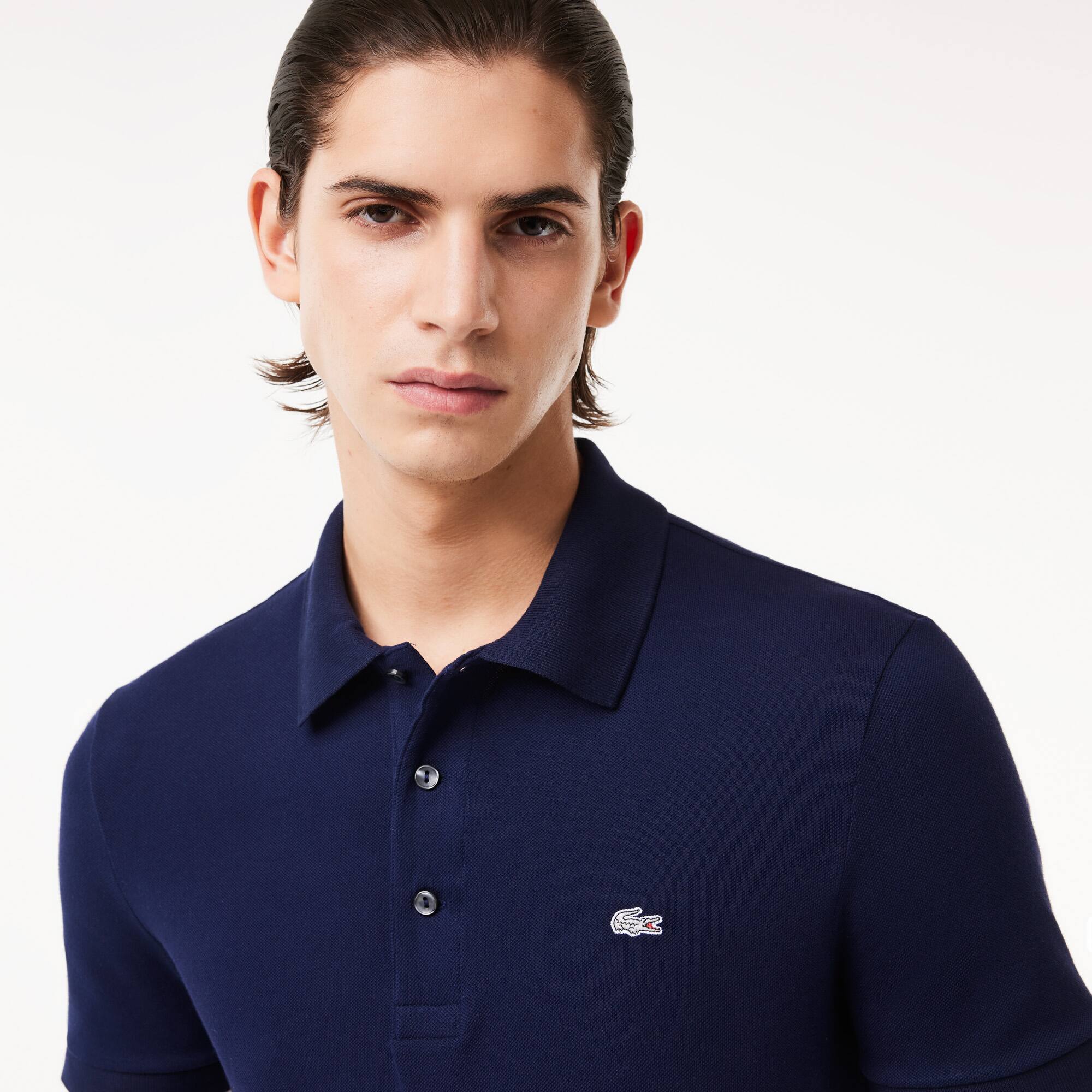Slim Fit Lacoste-Polo aus dehnbarem Petit Piqué Kurze Ärmel - Blau - Lacoste - Herren