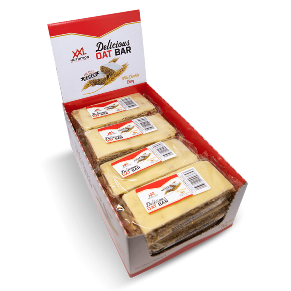 12x XXL Nutrition Delicious Oat Bar Witte Chocolade Kers100 gr