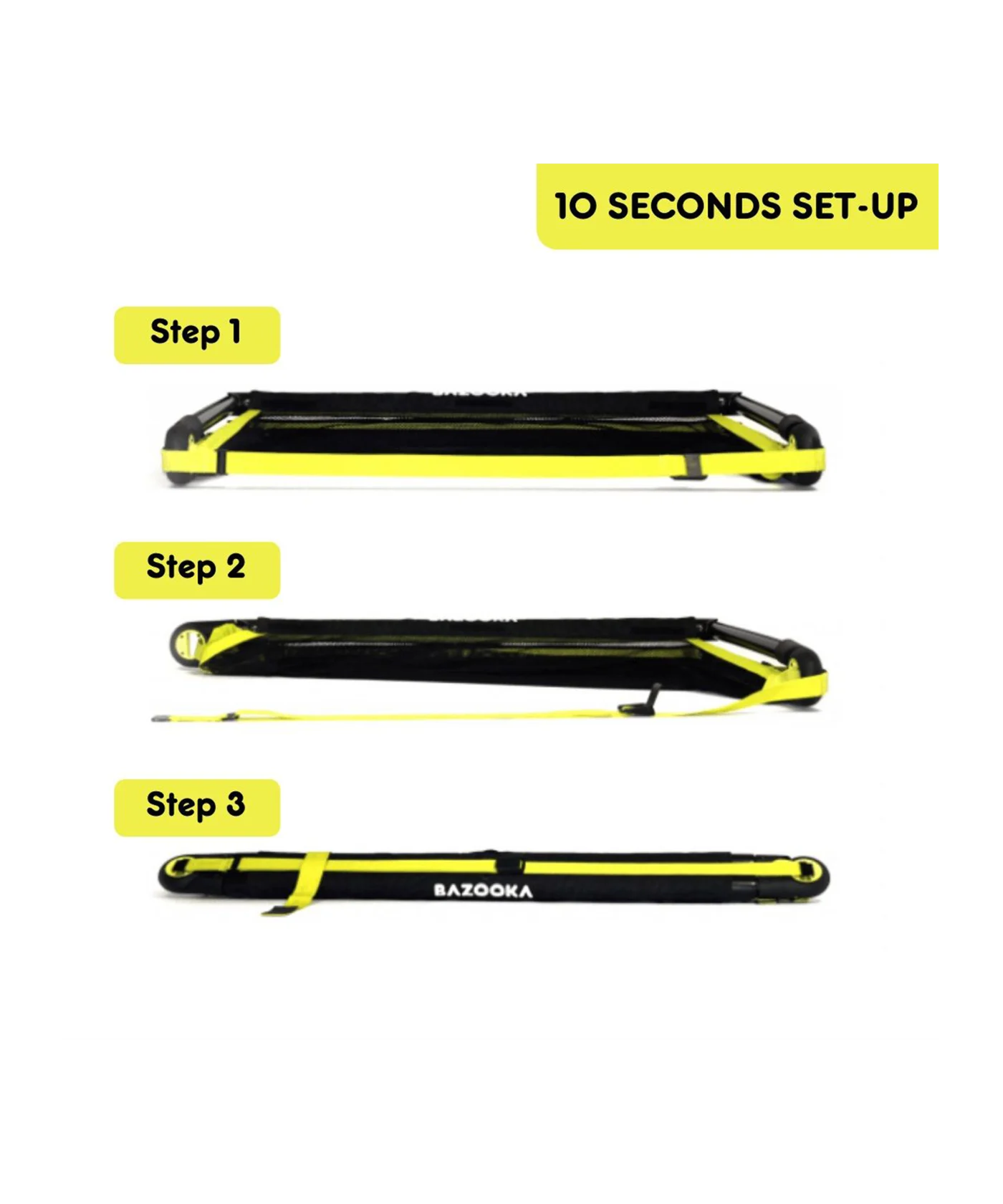BAZOOKAGOAL Teleskoptor 120x75 cm Schwarz Gelb | Bazooka Tore für Funino Konzept | BG01