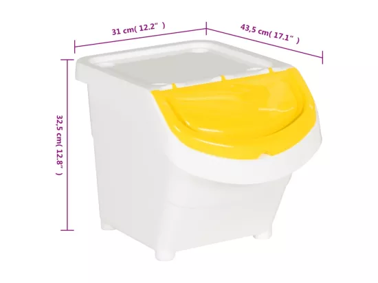 Prolenta Premium - Poubelles empilables avec couvercles 3 pcs blanc PP 78 L