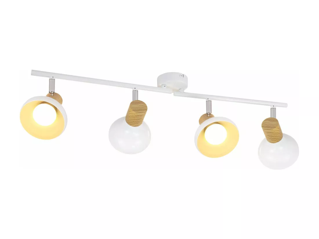 NETTLIFE Spot de plafond vintage E14 intérieur orientable à 350° blanc 4 ampoules rond pour salon d'hôtel