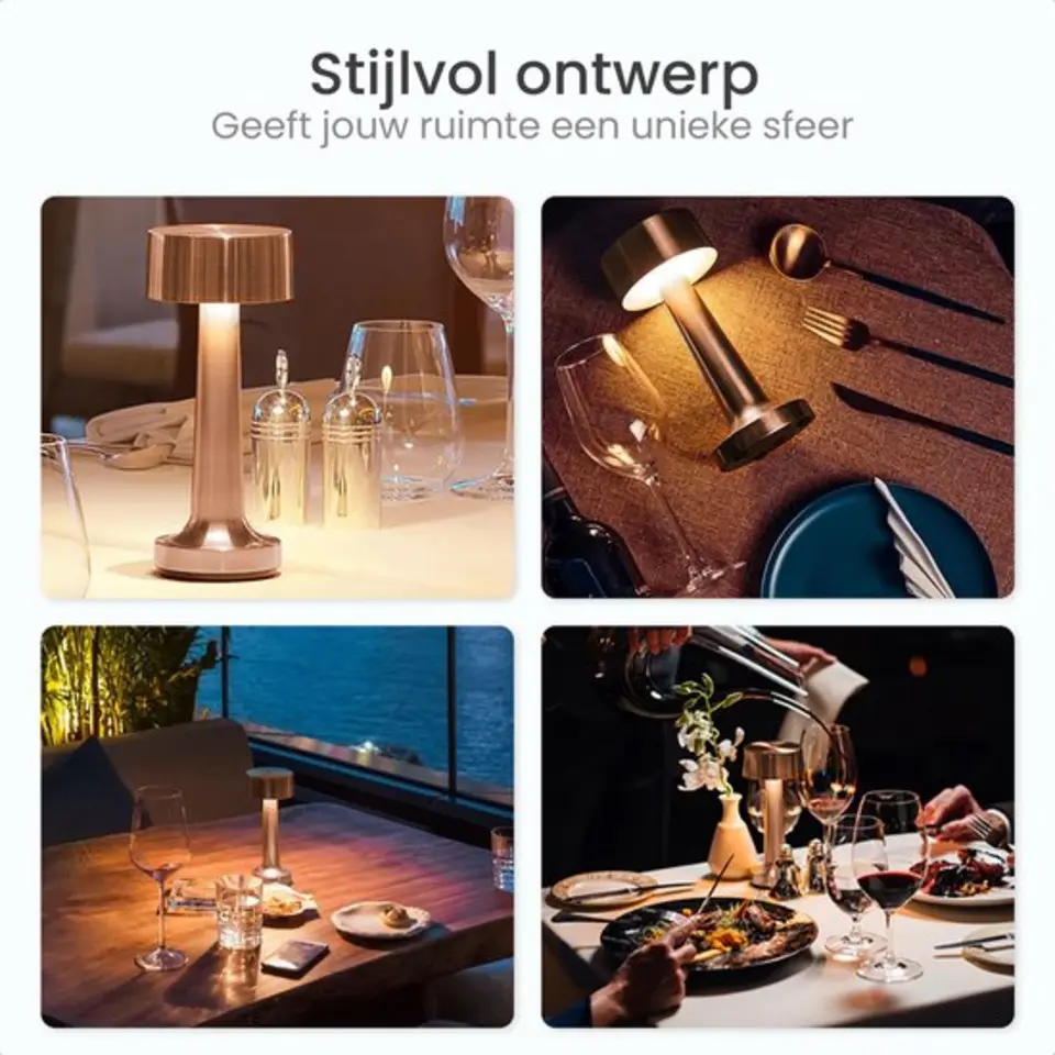 Goliving Tafellamp Oplaadbaar – Draadloos en dimbaar – Moderne touch lamp