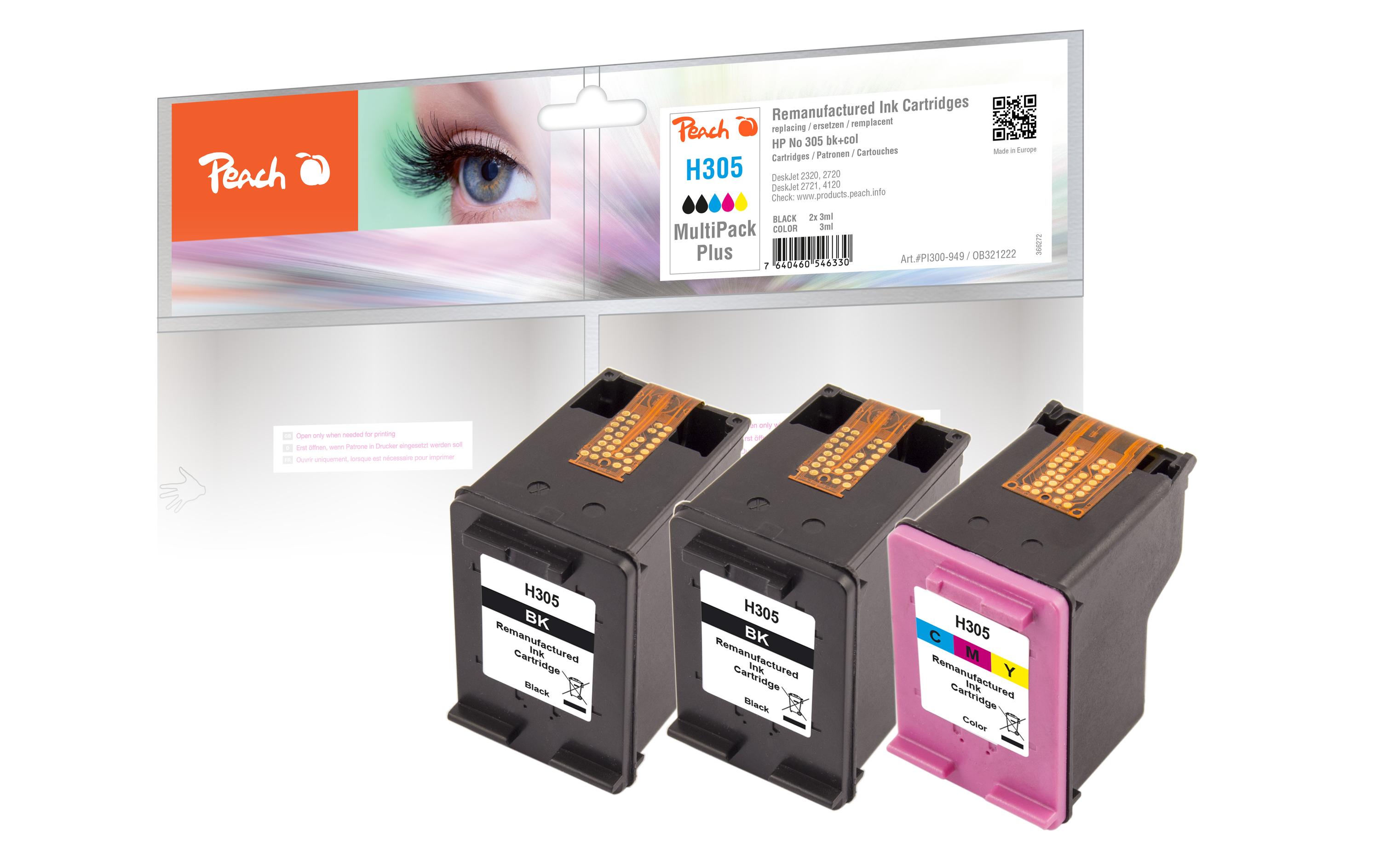 Tinte HP Nr. 305 2x Black, 1x ColorDruckerpatrone: 2x Schwarz, 1x Color
