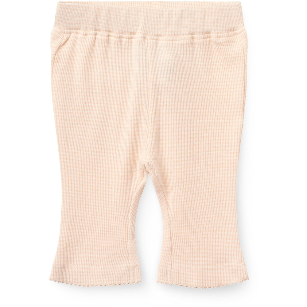 Køb COPENHAGEN COLORS Dusty Rose Stripe Stripe Modal Rib Flare Pant W. Picot & Sløjfe