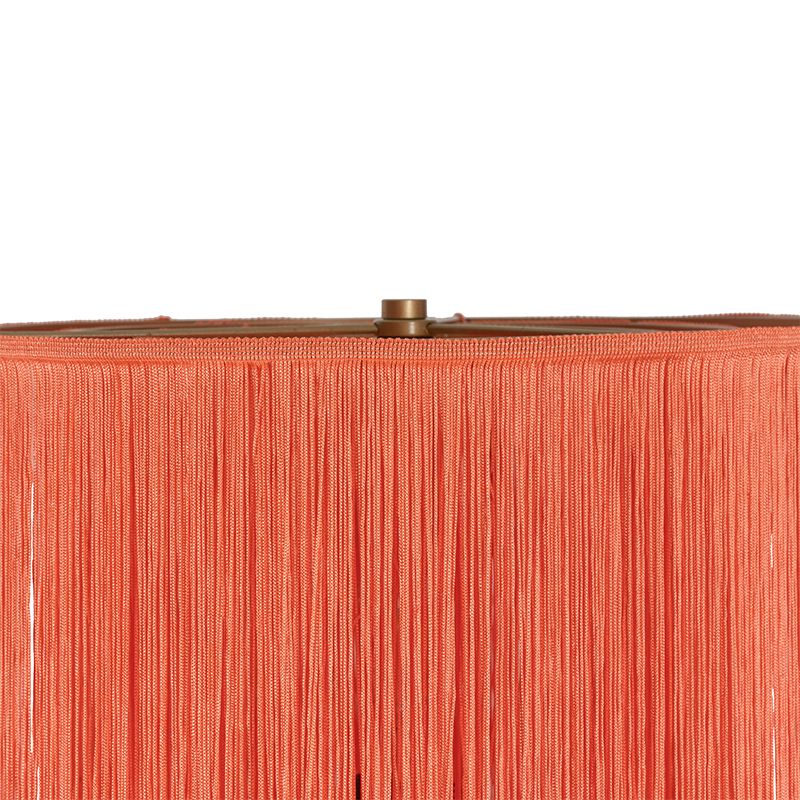 Oosterse vloerlamp goud roze kap met franjes - Franxa