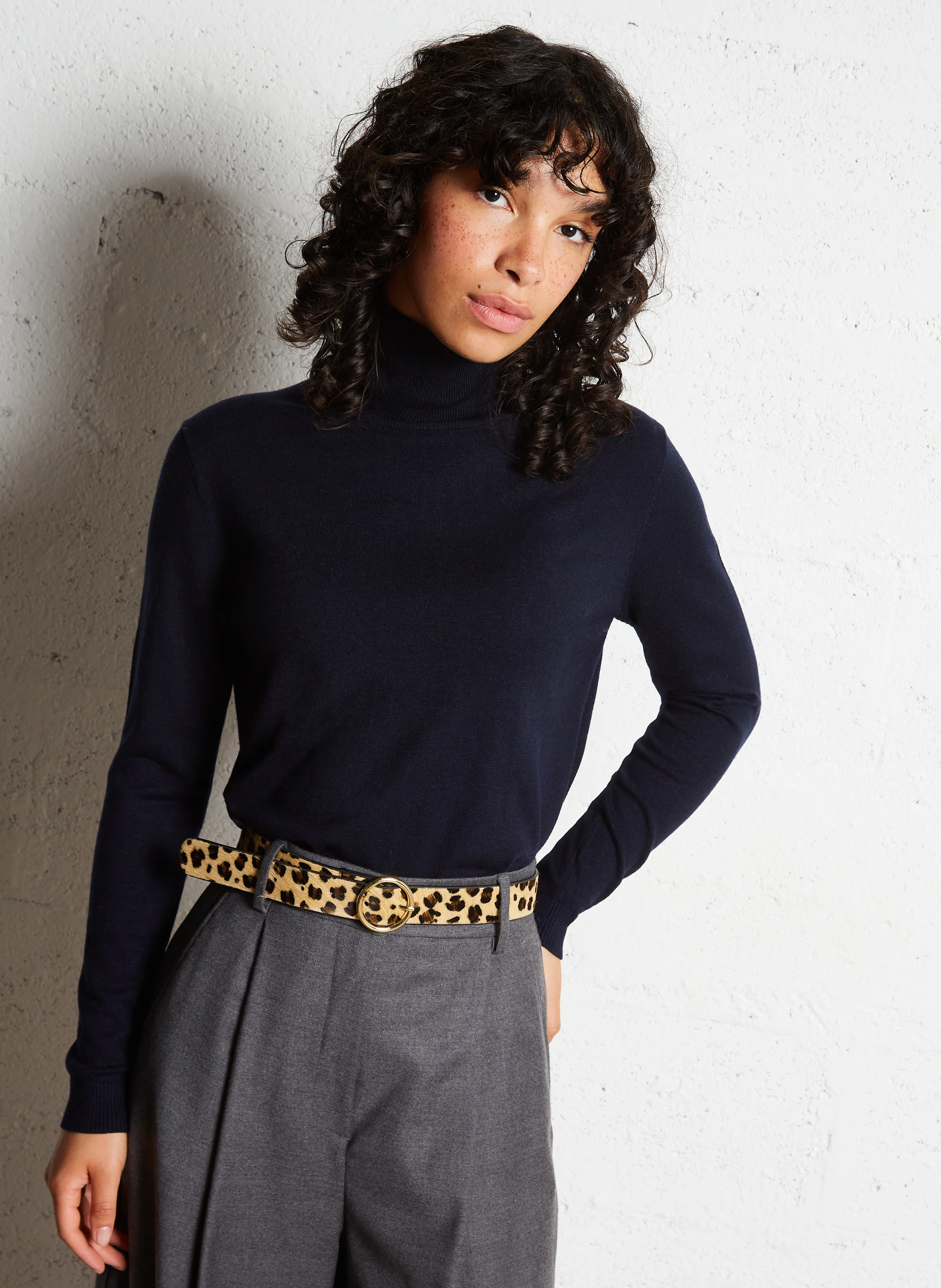 KIKU - Pull col roulé droit | Bleu