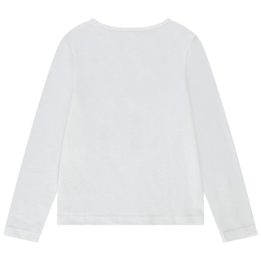 T-shirt manches longues en jersey avec sequins magiques pour fille - Blanc