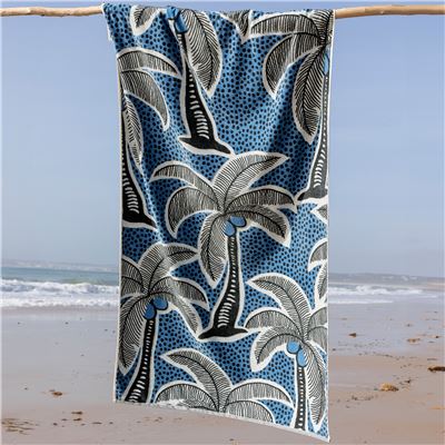 Drap de plage jacquard motifs palmiers - 380 g/m² - BECQUET CRÉATION