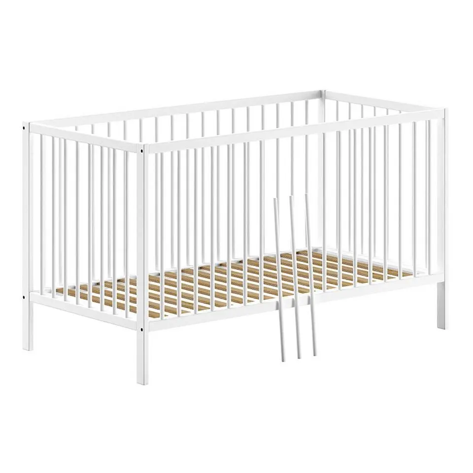 Peuterbed Dino 70x140cm - verstelbaar - wit dennenhout
