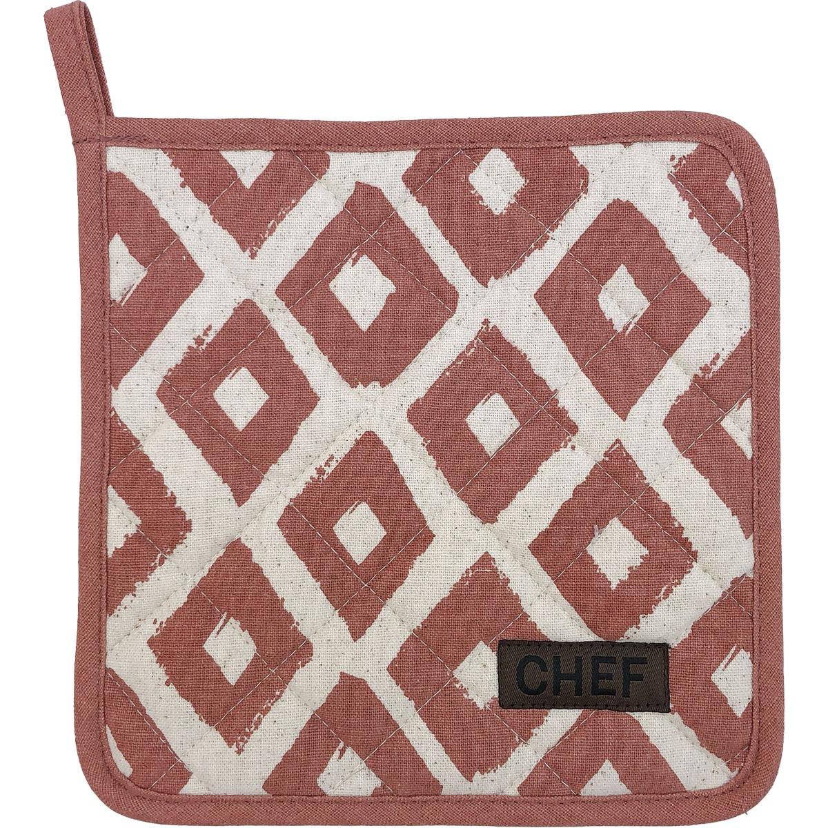 MANIQUE CHEF LOSANGE 20X20CM COTON TERRACOTTA