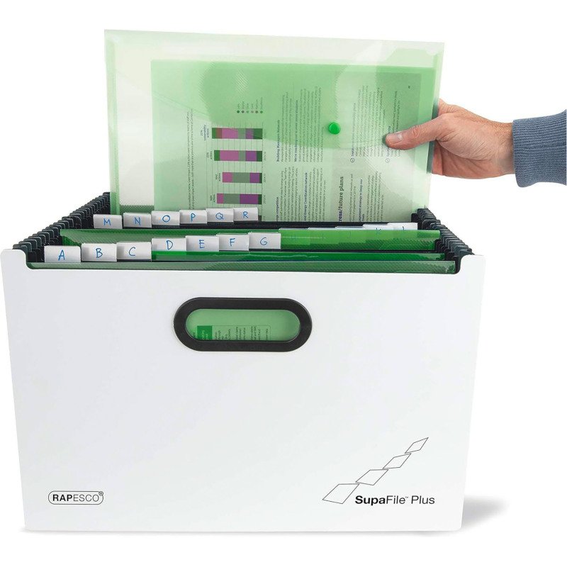 Trieur à soufflets polypropylène SupaFile Plus Rapesco 26 onglets blanc