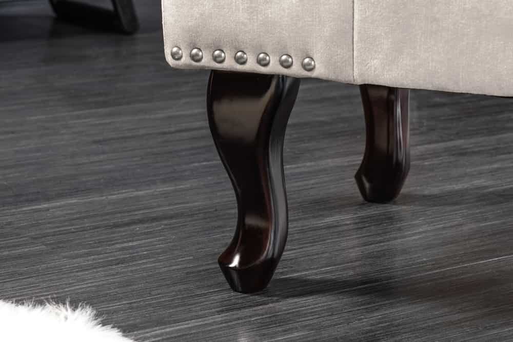 Design Sitzhocker CHESTERFIELD 80cm champagner beige Samt Knopfheftung Nietenbesatz
