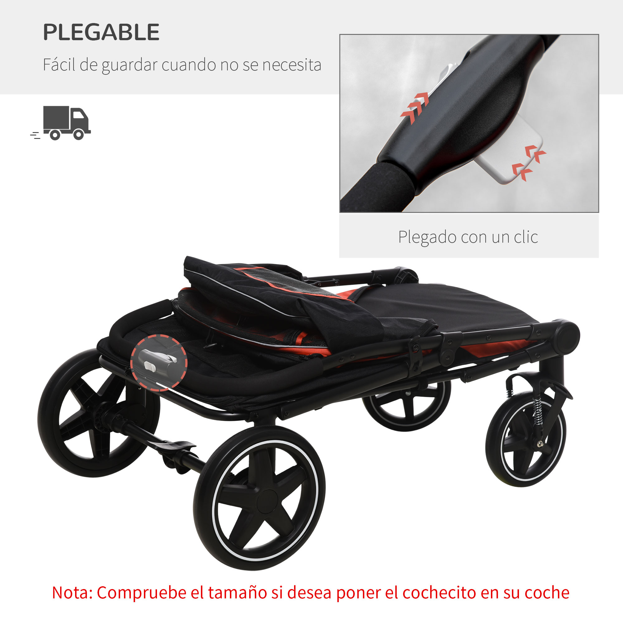 Carrinho dobrável para cães PawHut, com janelas de tela, cintos de segurança, bolsos de armazenamento, capacidade de carga de 40 kg, 112 x 65 x 100 cm, vermelho.