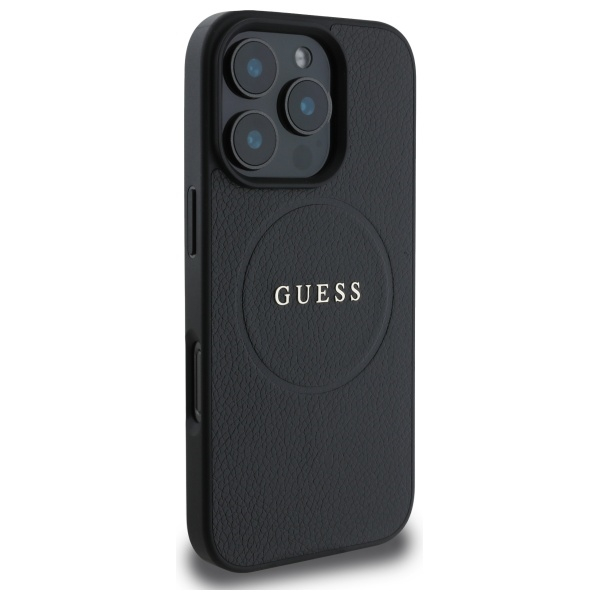 iPhone 16 Pro Max MagSafe Leder Hardcase Hülle Grained Ring (GUHMP16XPGHSMMK) - Schwarz
