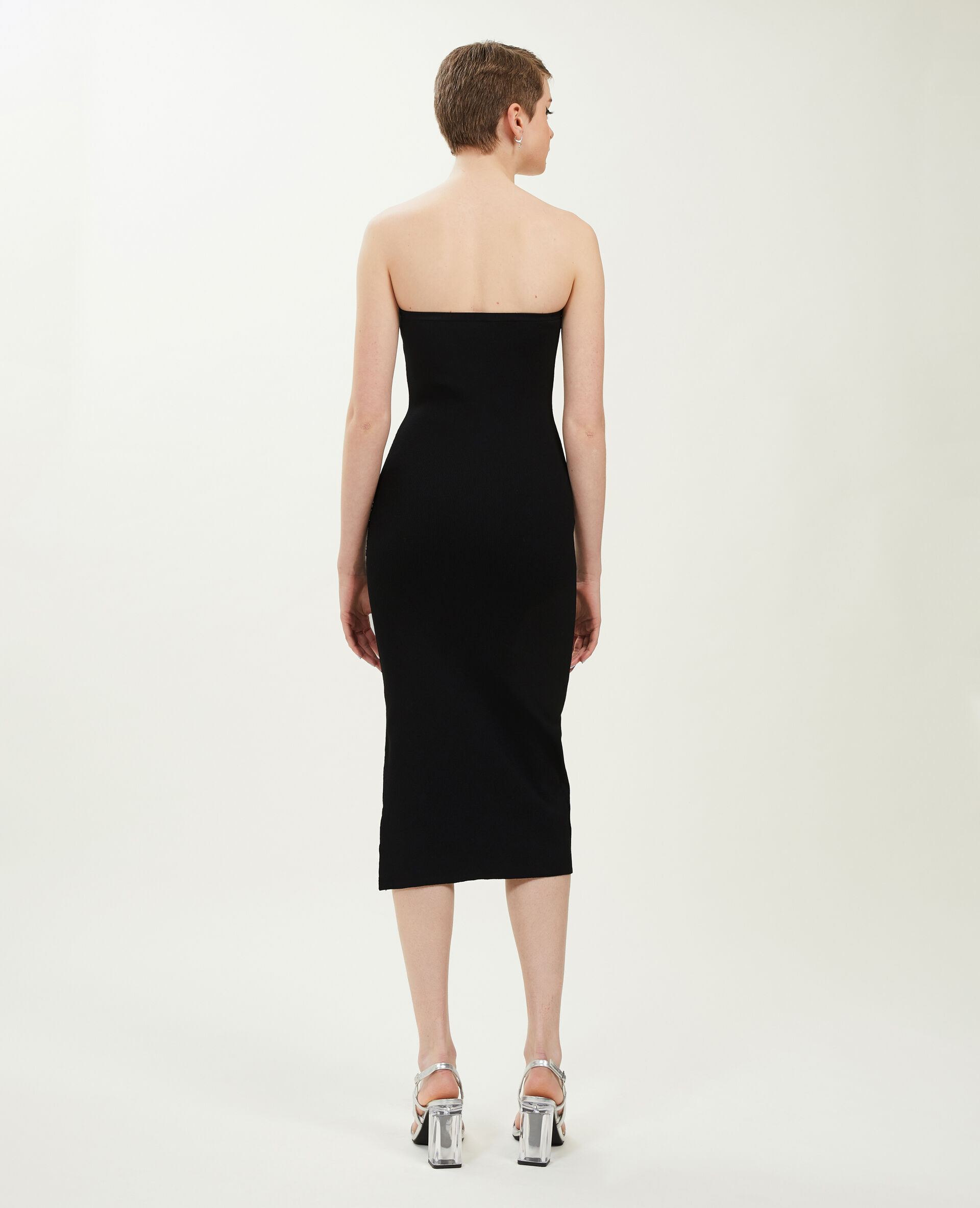Robe tube en maille - Noir