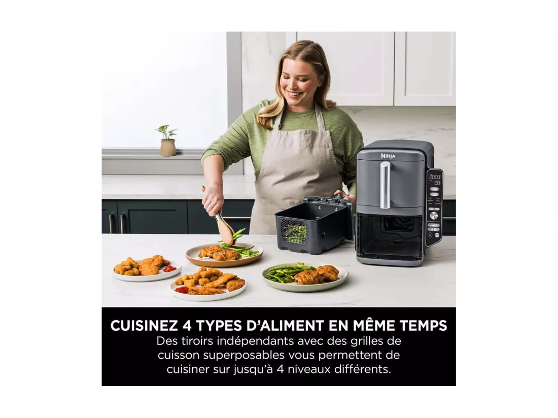 Friteuse sans huile NINJA Foodi - Double Stack SL400EU - 9,5 L - 2 tiroirs de cuisson indépendant - 6 modes de cuisson - 2470W