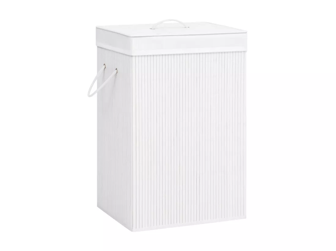 Panier à linge Bambou Blanc 72 L