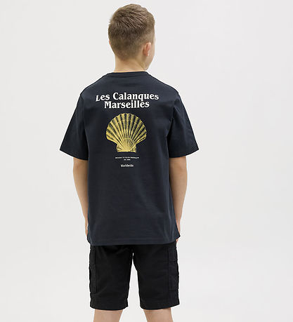 Jack & Jones T-Shirt - JorParos - Black/Yellow MUSCHEL