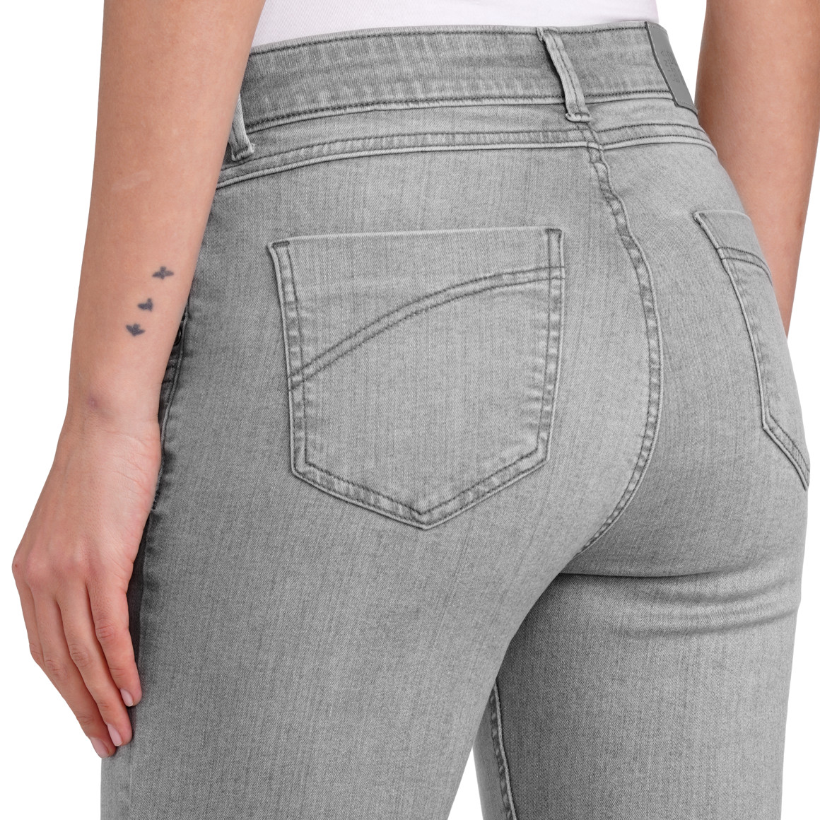 Gina Benotti Damen Slim-Jeans im Destroyed-Look grau