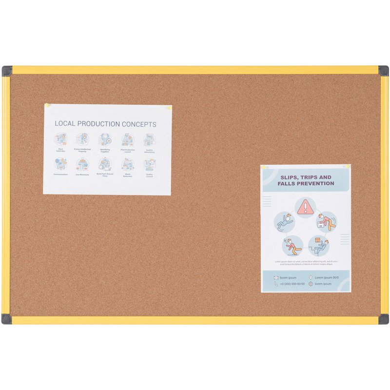 Tableau liege Ultrabrite industriel cadre jaune 180 x 90 cm Bi-Office