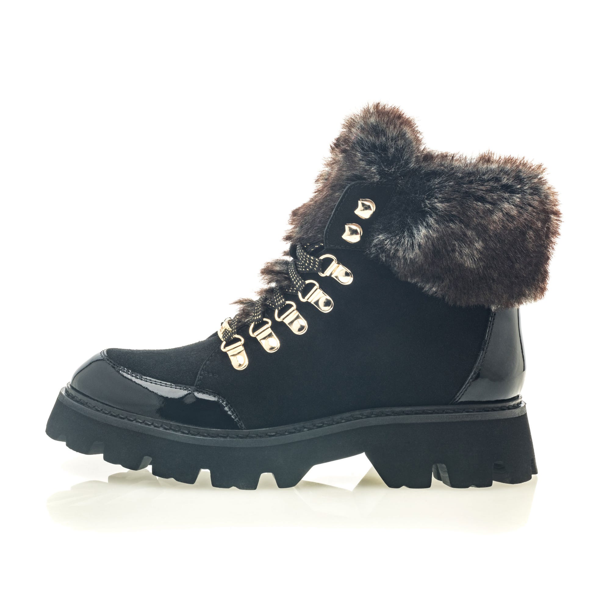 Bottines à lacets Femme en cuir noir