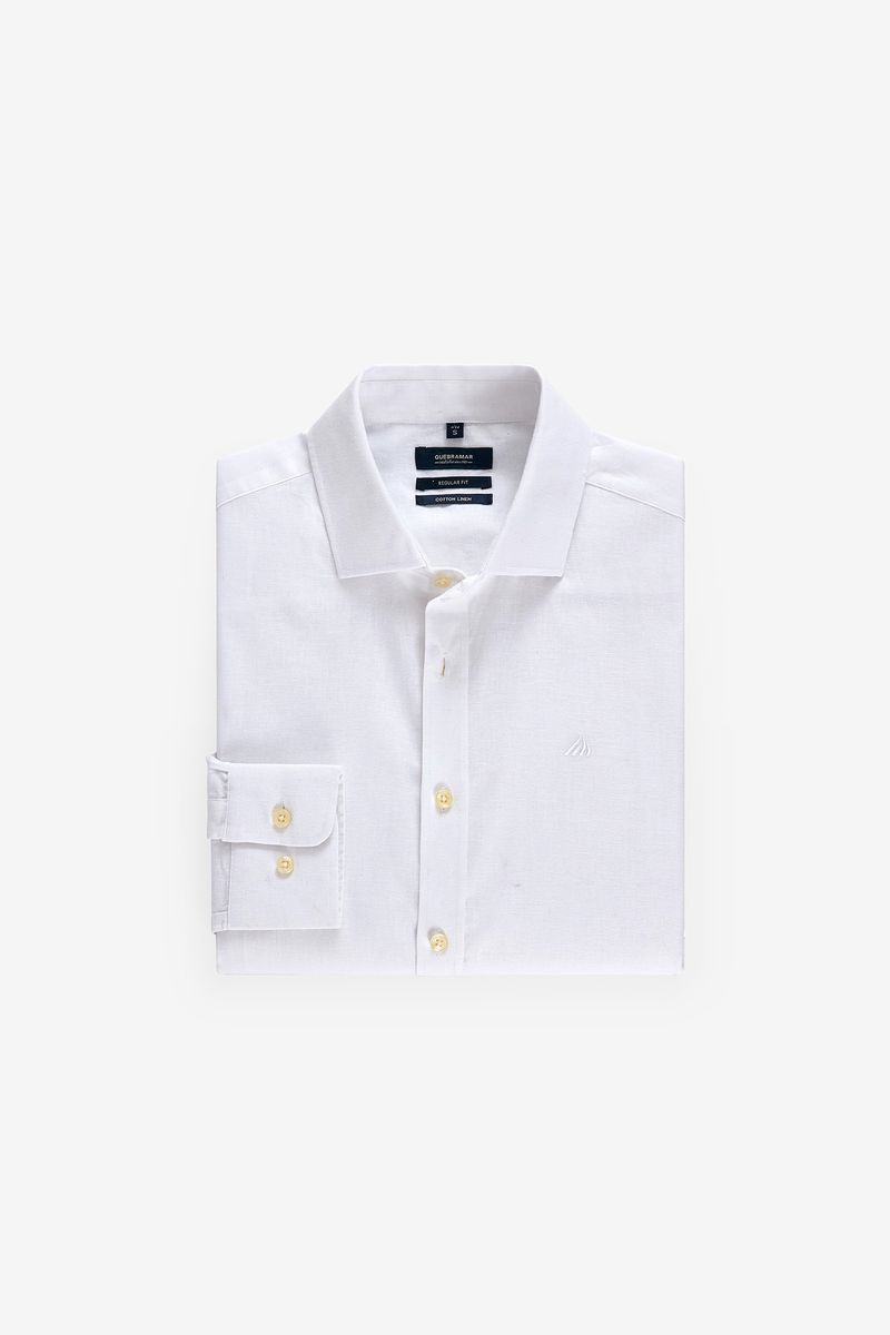 CAMISA BÁSICA EM ALGODÃO E LINHO