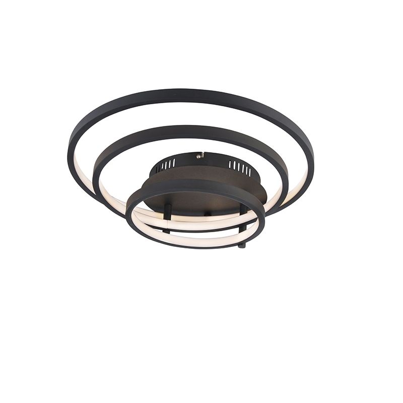 Moderne plafondlamp zwart incl. LED en dimmer- Rondas