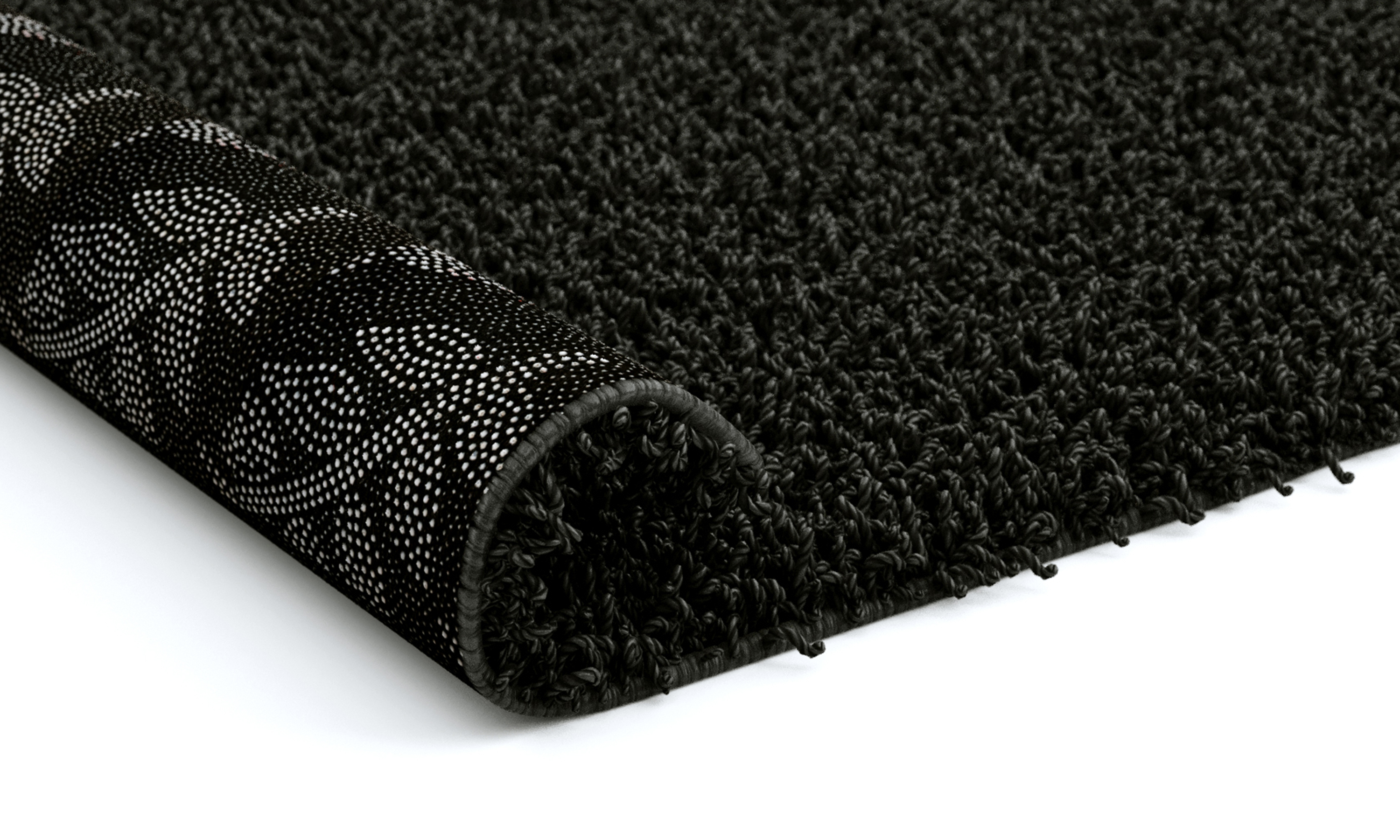 Hochflor Teppich rund 120 cm anthrazit