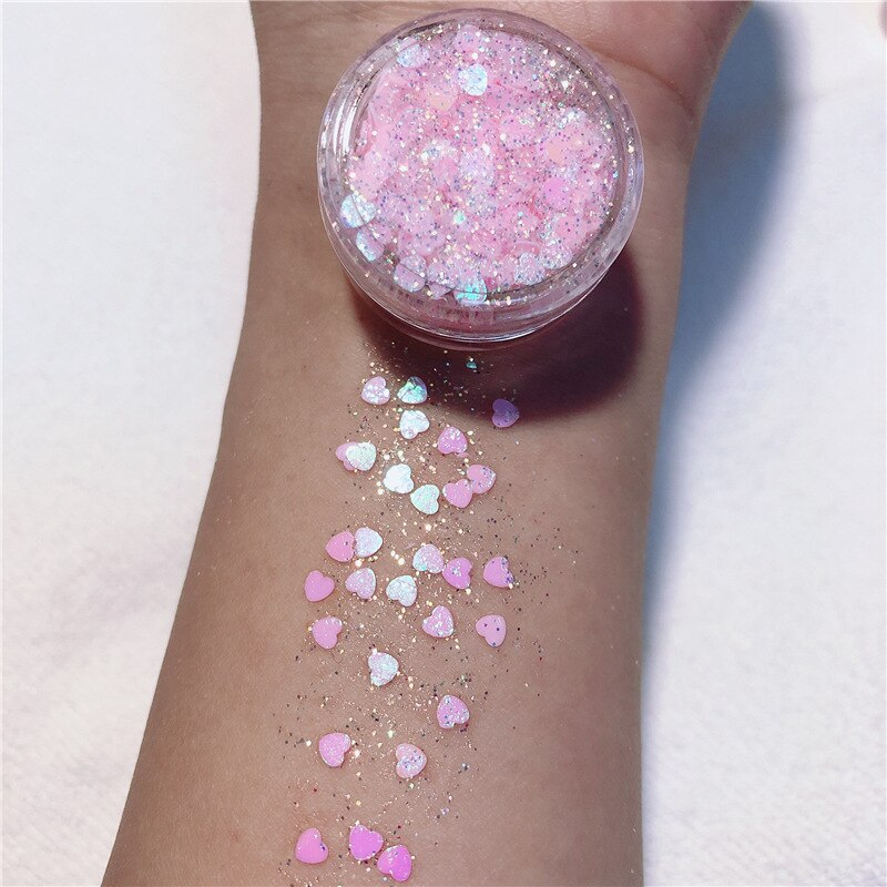 (6er Set) Holographisches Festival Gesichts- und Körper Glitzer Selbstklebende Glitter Gel Lidschatten - Style 1