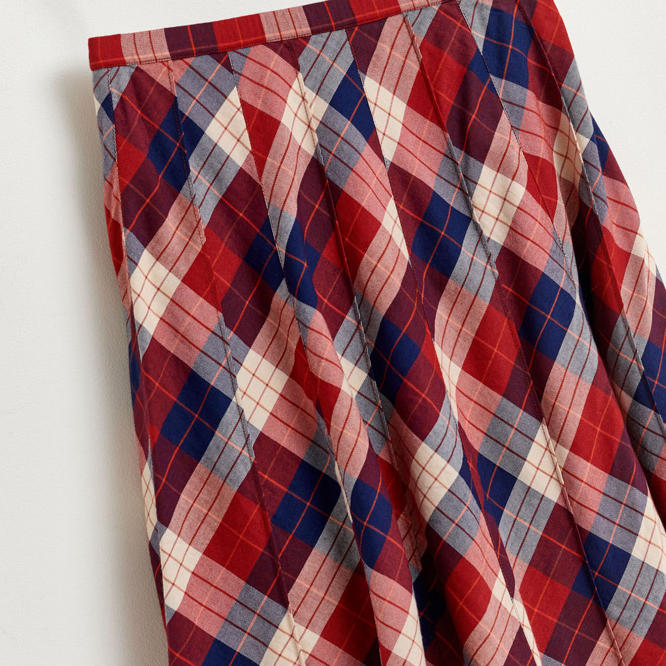 Bellerose Jupe midi Inès à carreaux rouge/bleu