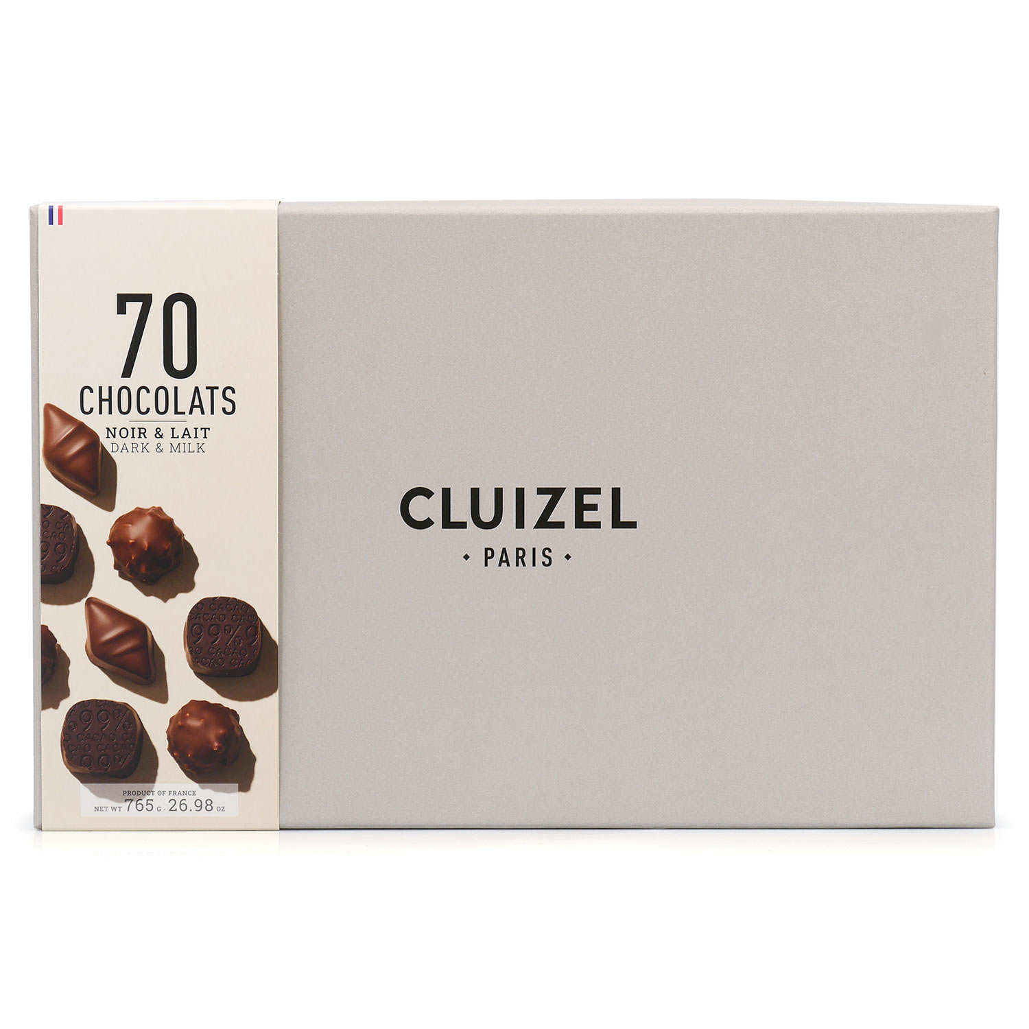 Coffret 70 chocolats noir et lait Cluizel
