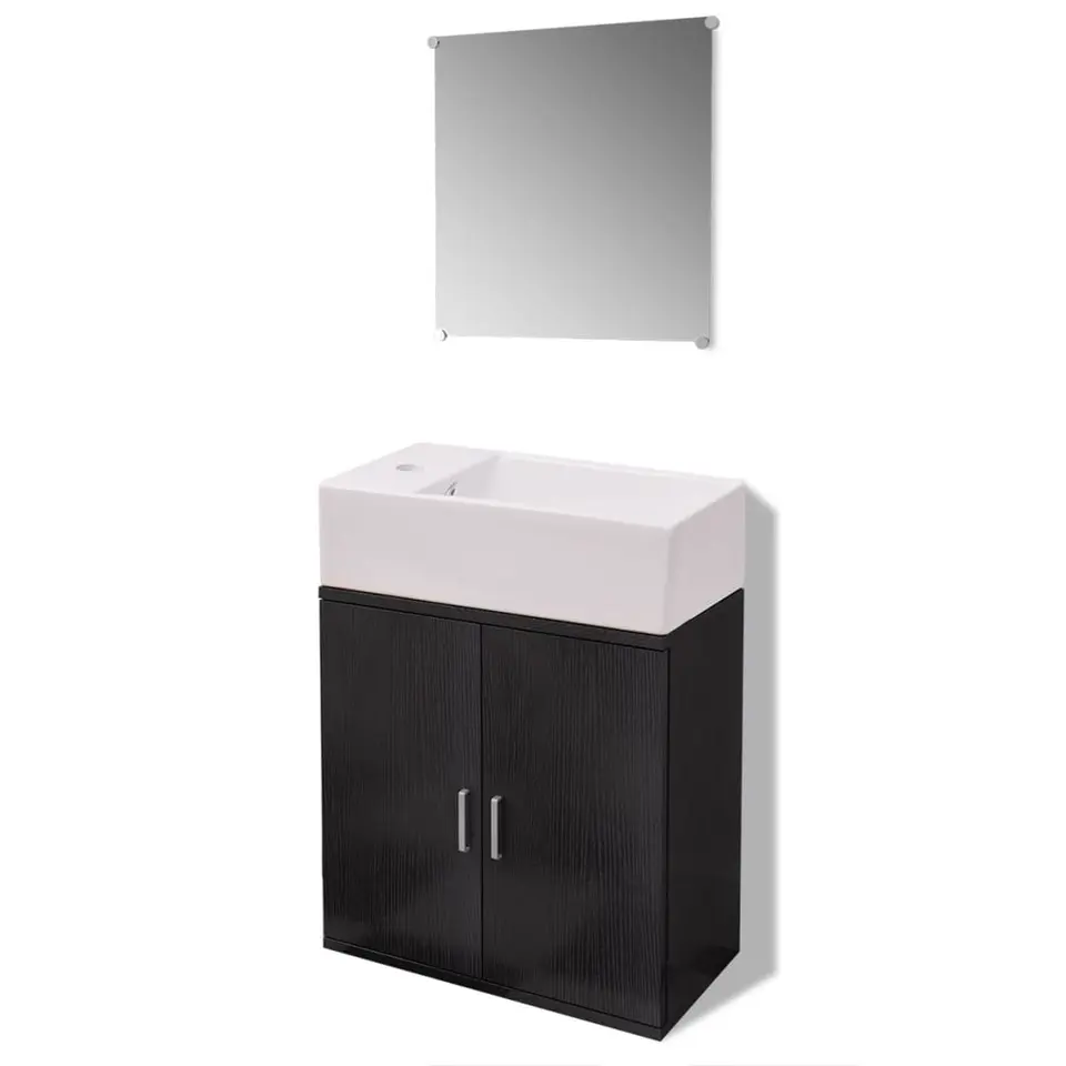 vidaXL - Badkamer Meubel - Zwart - Bewerkt hout